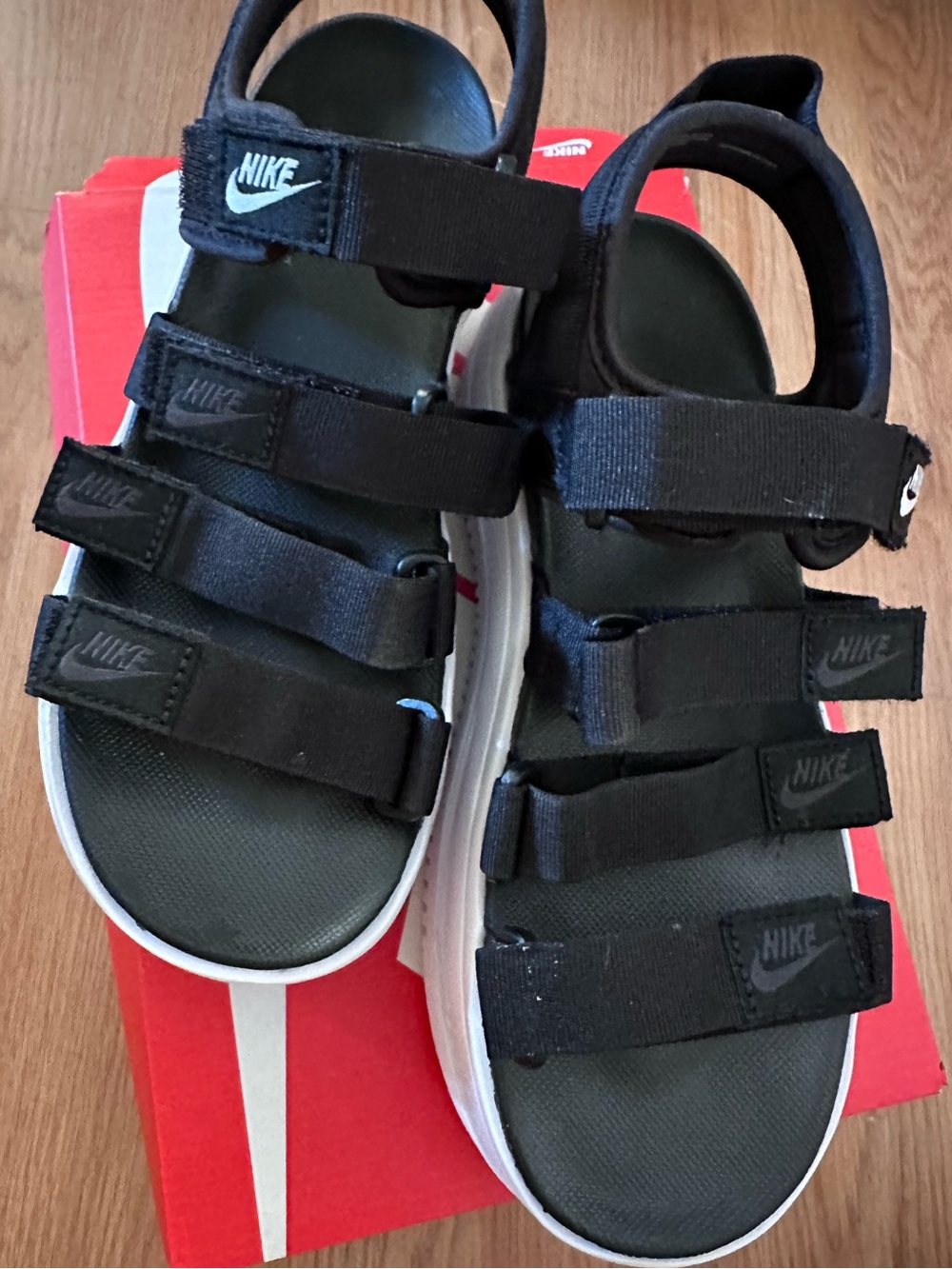 Women’s Nike Strappy Platform Sandals with White Sole - Picture 2 of 8